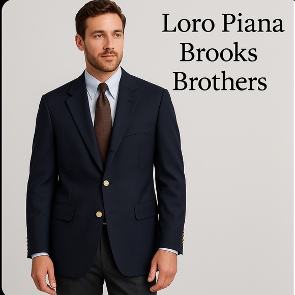 Brooks BrothersLoro Piana Blazer 43 R Wool Navy Jacket Gold Buttons Brooksease